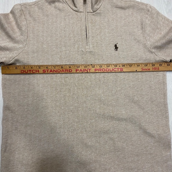 Polo by Ralph Lauren Mens Sweater Medium 1/4 Zip Up Collar Brown/Tan Long Sleeve - Picture 11 of 12
